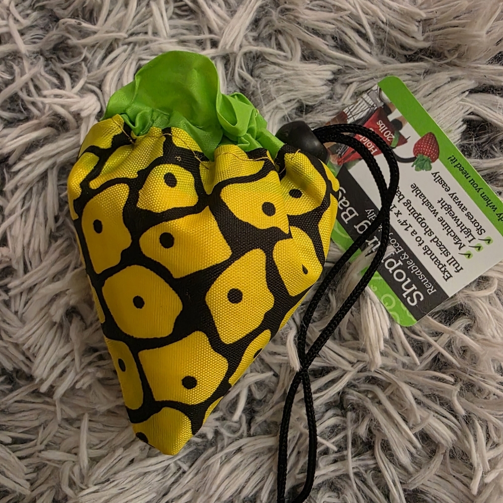 Yellow and Green Drawstring Pouch Shopping Bag